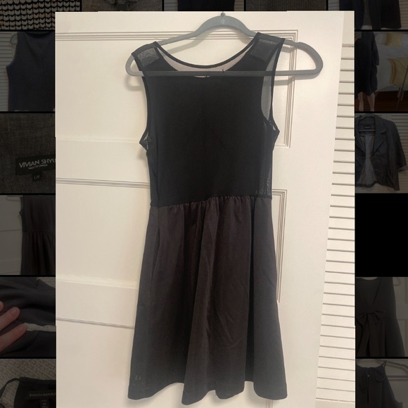 Black mini dress with transparent back and pockets - Picture 2 of 5